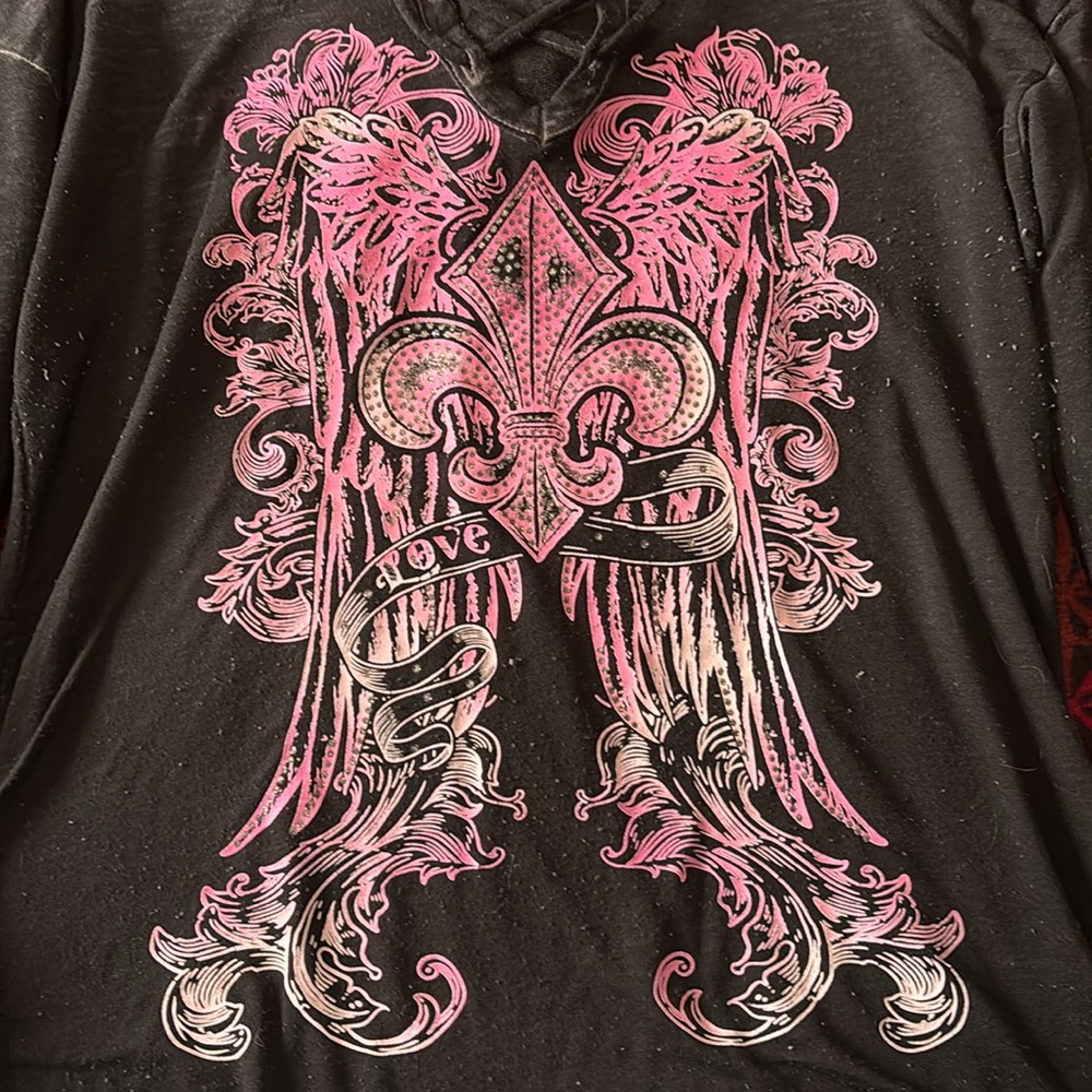 Y2K black Ransom hoodie with pink design